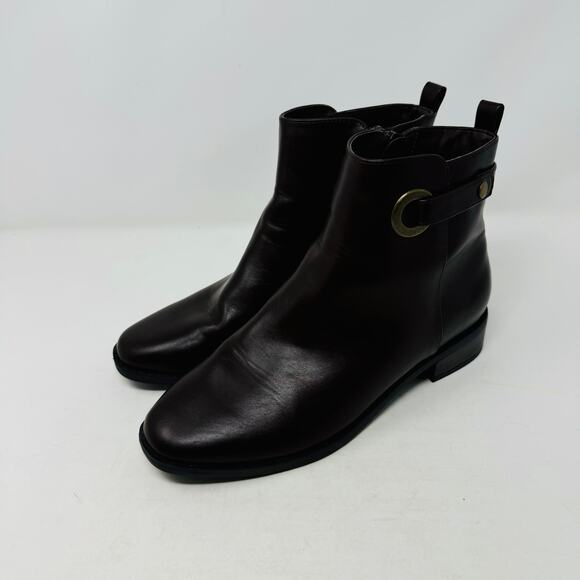 Ann Taylor Womens Ankle Leather Boots Round Toe Cherry Zipped Sides Sz 6.5 - Picture 15 of 15